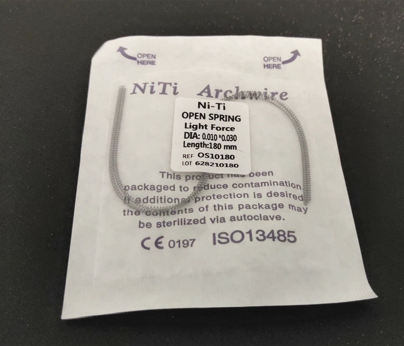 5 Packs 010*180mm Dental Niti Alloy Open Coil Spring Light Force 2pcs/Pack