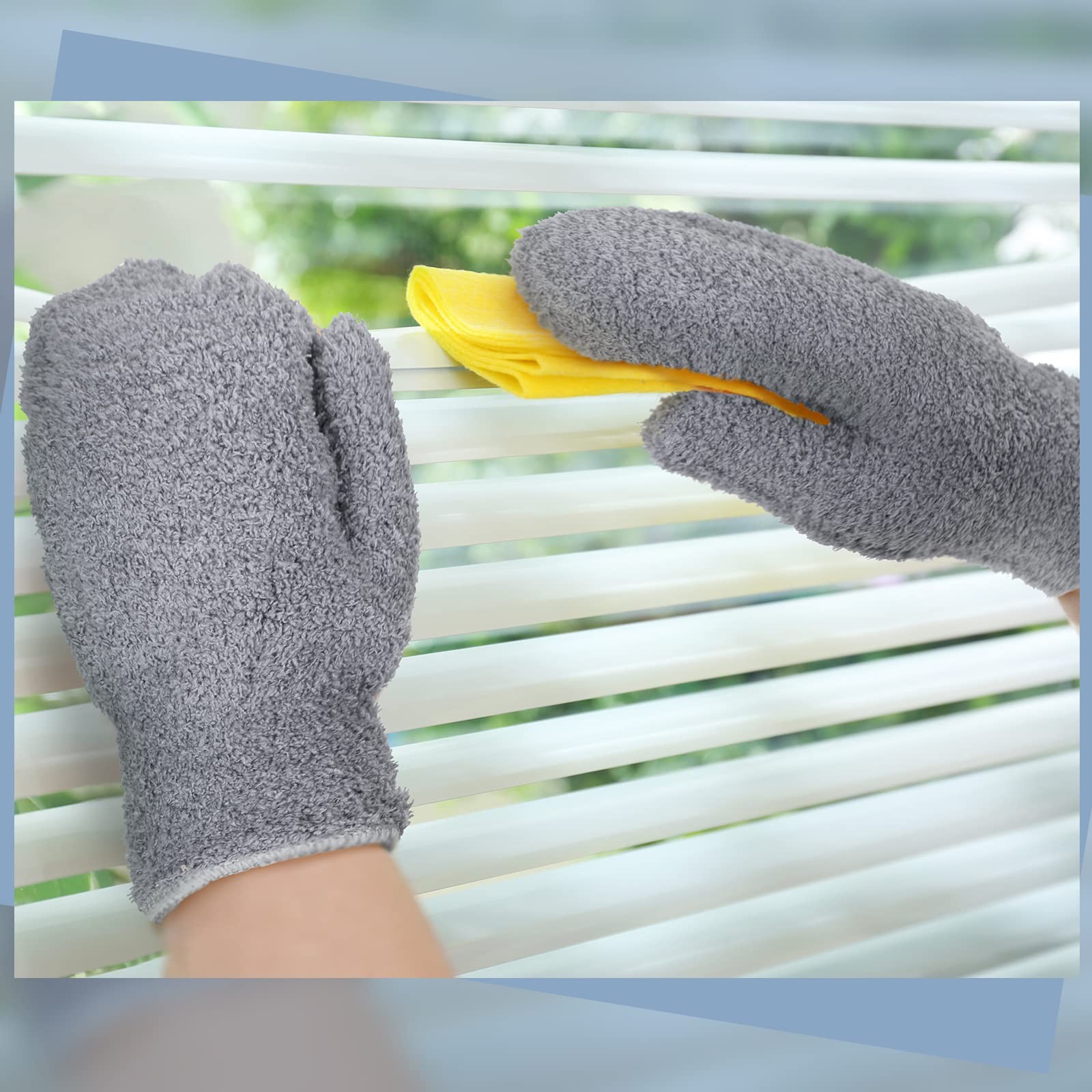 4 Pair Microfiber Dusting Mittens Reusable Women Cleaning Mittens with Thumb …