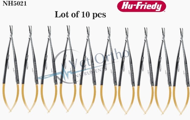10X Hu Friedy NH5021 Curved Castroviejo Perma Sharp™ Needle Holder, 14 cm (5.5″)