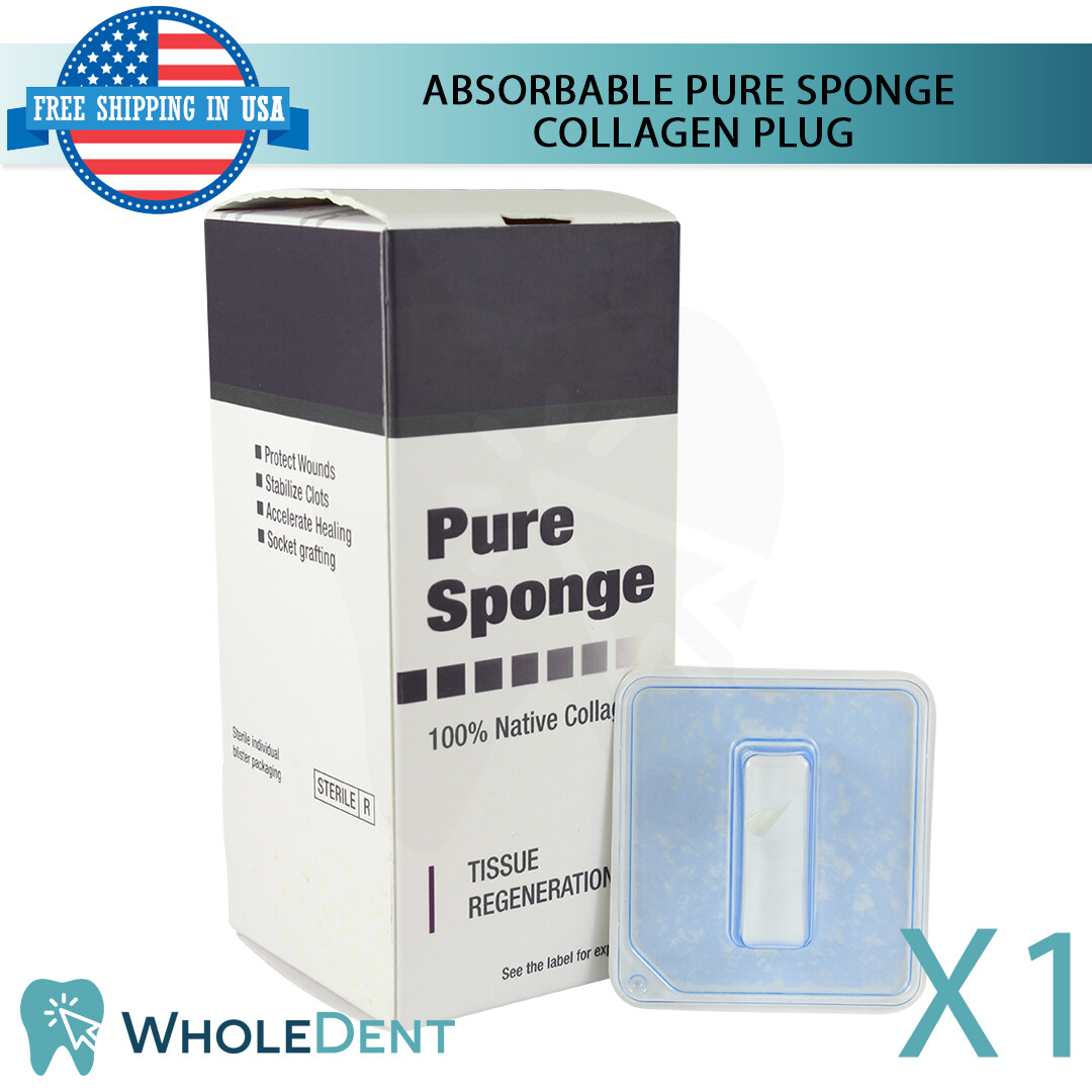 Dental Absorbable Pure Sponge Collagen Plug Sterile Teeth Stop Bleed Surgical