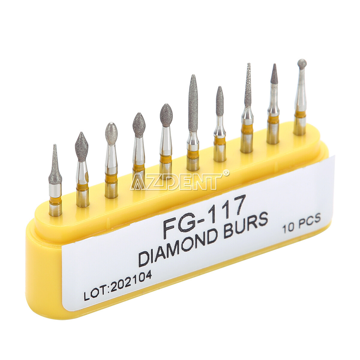 AZDENT Dental Composite Repair Diamond Burs Drills FG-117 High Speed Handpiece