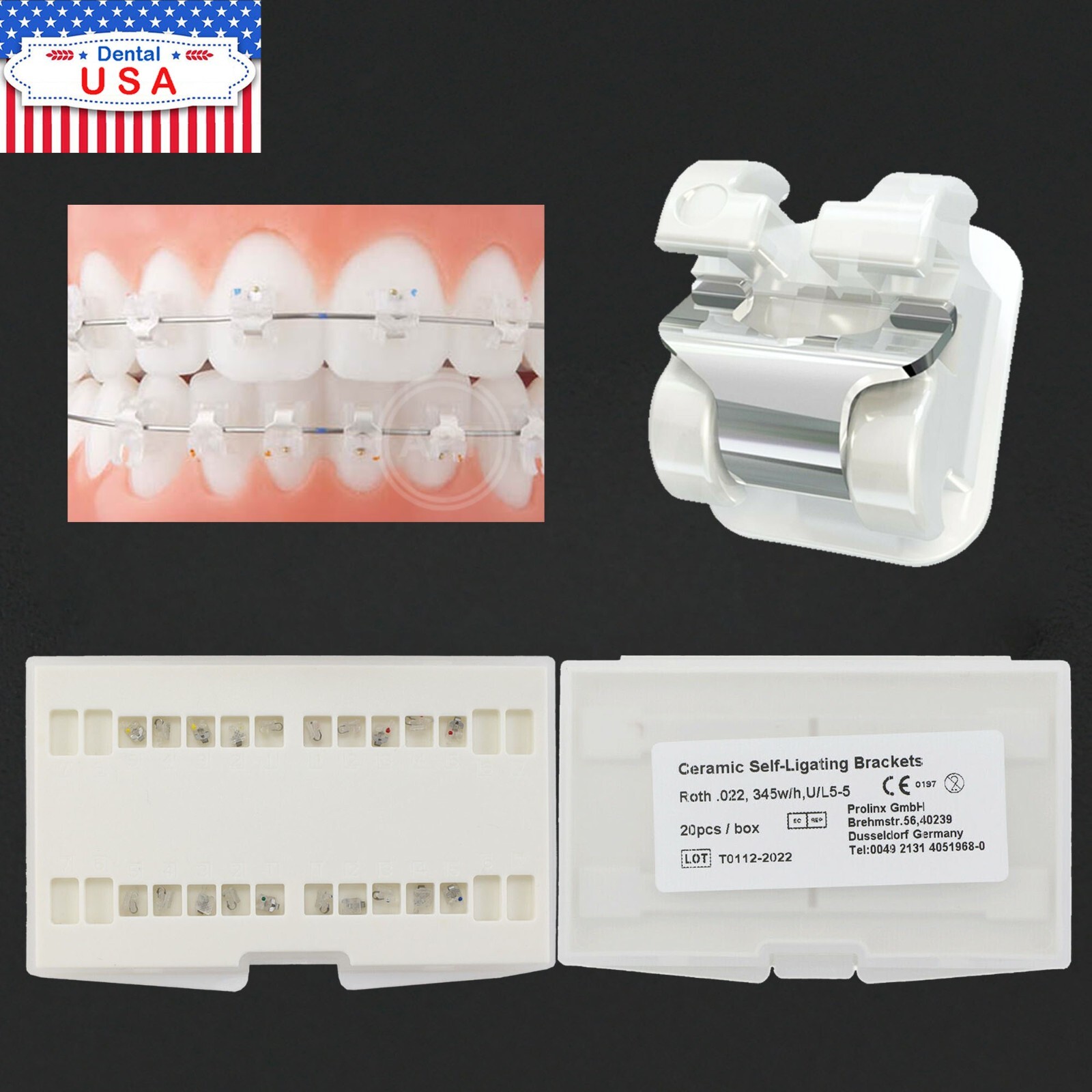 5 Kits AO Empower Clear Type Orthodontic Self-ligating Bracket Ceramic Roth 022