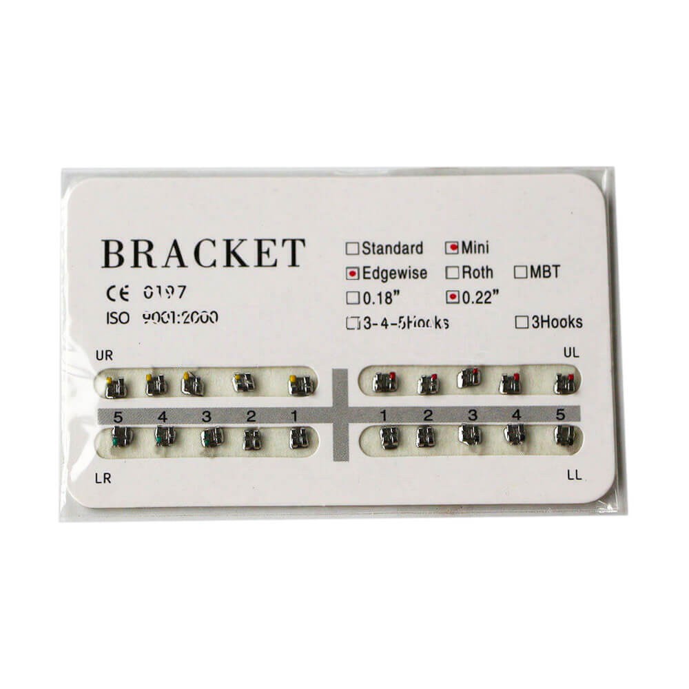 5×Dental Orthodontic Metal Bracket Brace Mini Edgewise 022 No Hook 20PCS/Pack