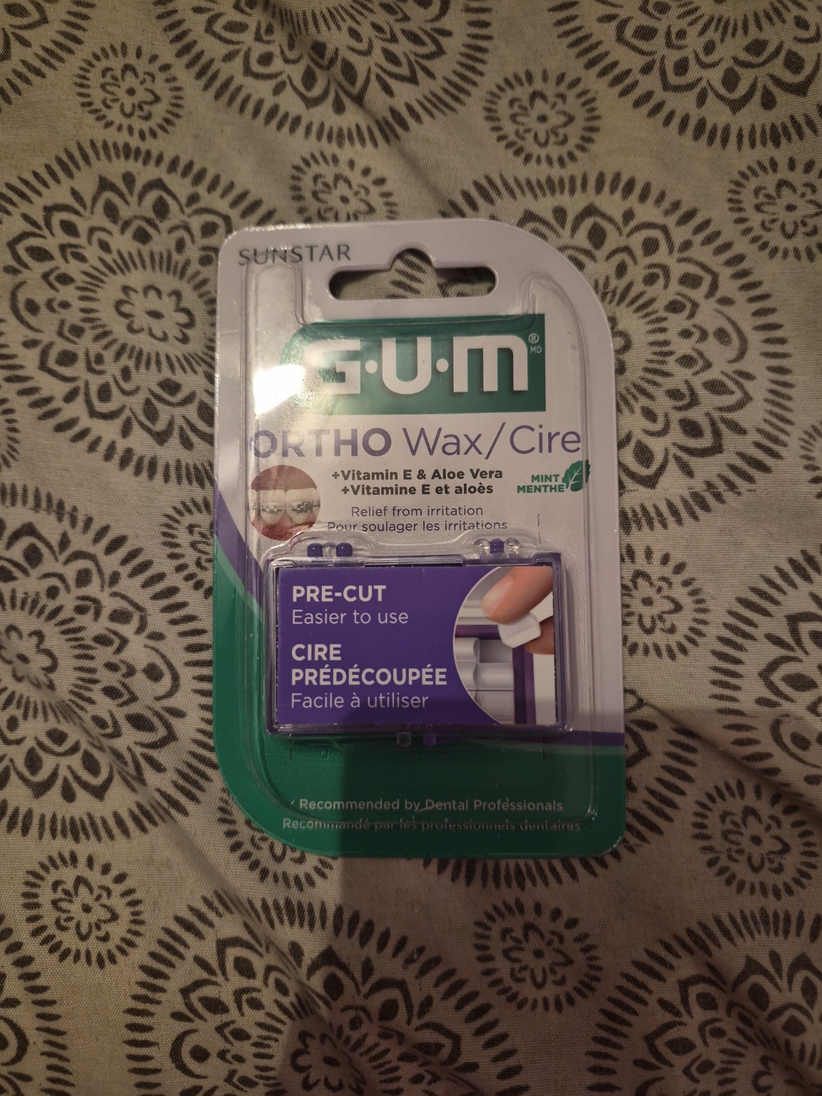 Sunstar GUM Ortho Wax Pre Cut Mint Flavor Braces Irritation Relief