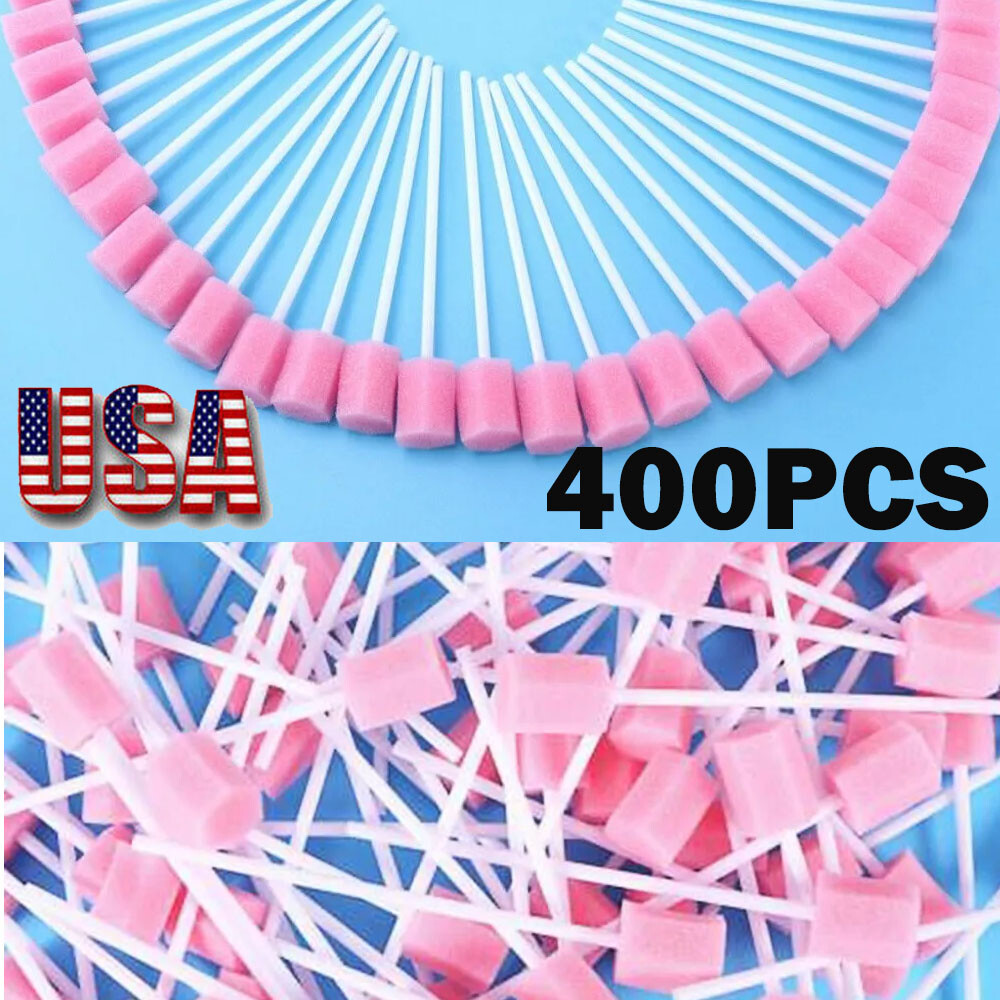 400x Disposable Oral Care Sponge Swabs Tooth Cleaning Mouth Swab With Sticks