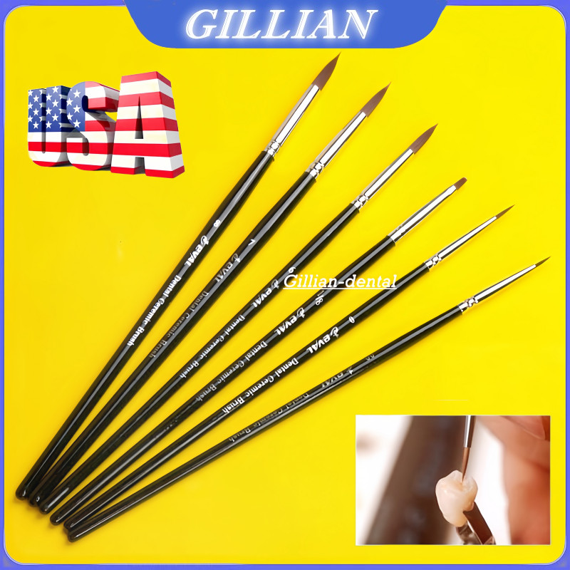 6pcs Dental Porcelain Brush Pen Glaze Ceramic Brush Pen Dental Technician Tools