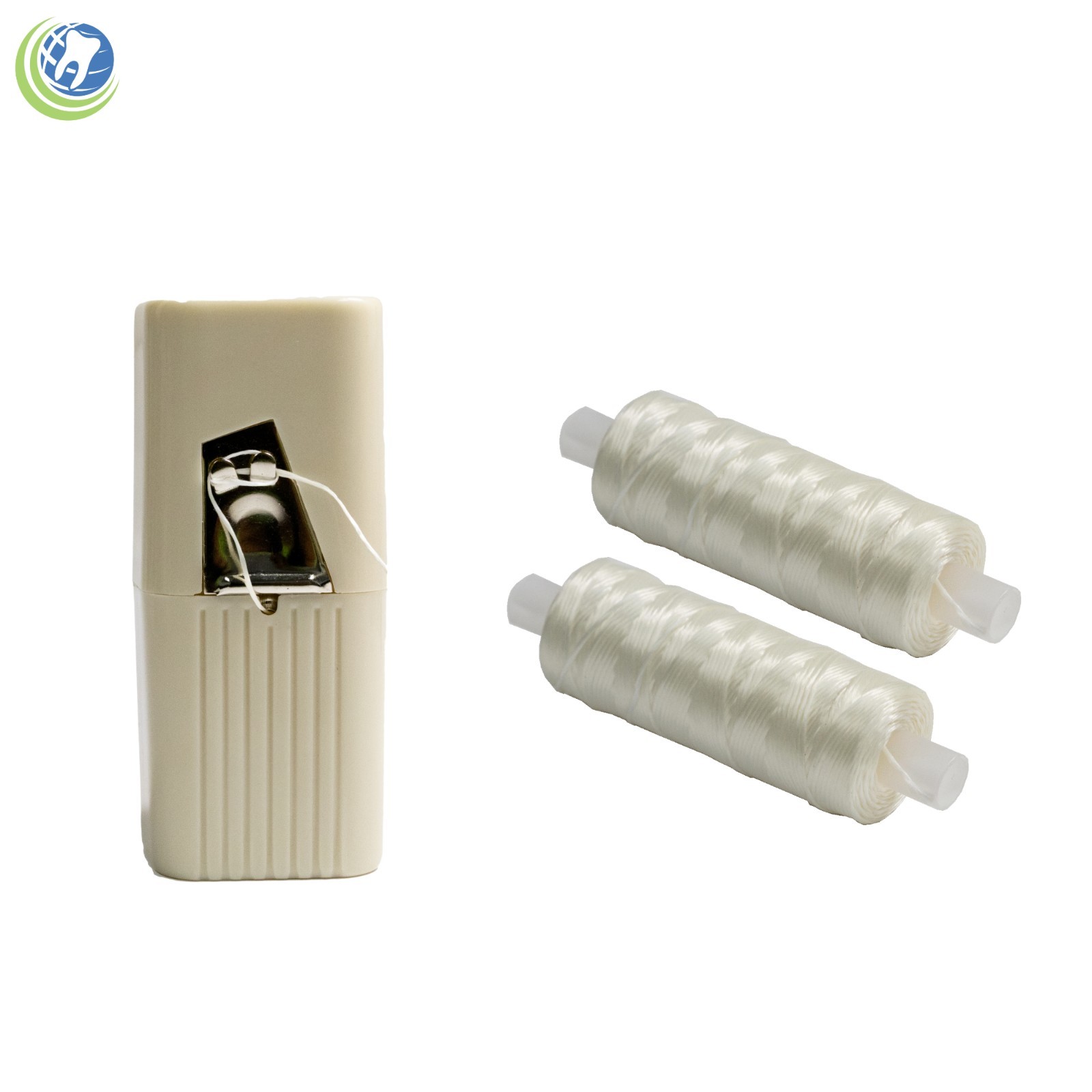 DENTAL PROFESSIONAL FLOSS DISPENSER & 2 WAXED MINT FLAVOR SPOOL REFILLS 200 YD.
