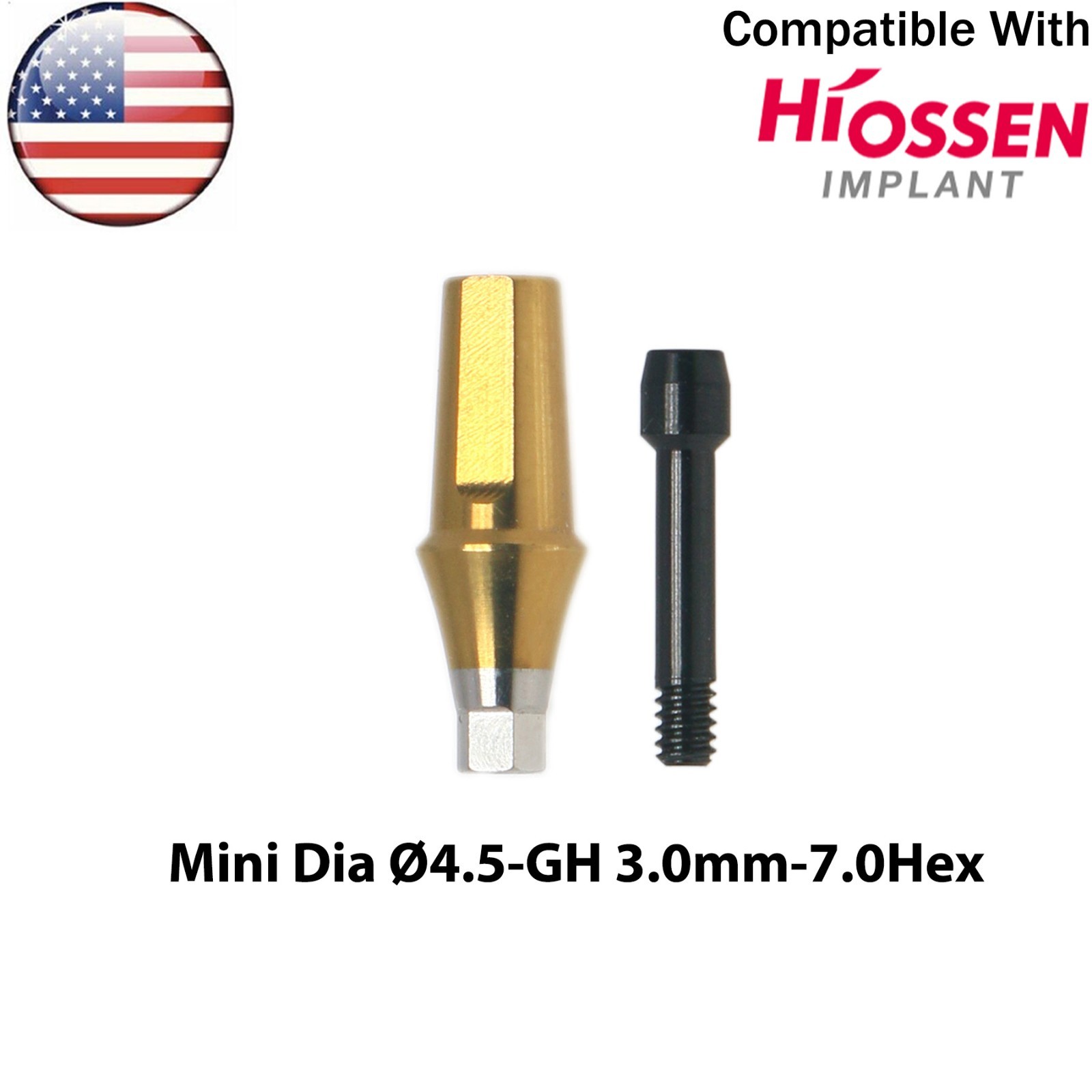US Dental Straight Transfer Abutment Mini Ø4.5mm with Screws Fits Osstem Hiossen