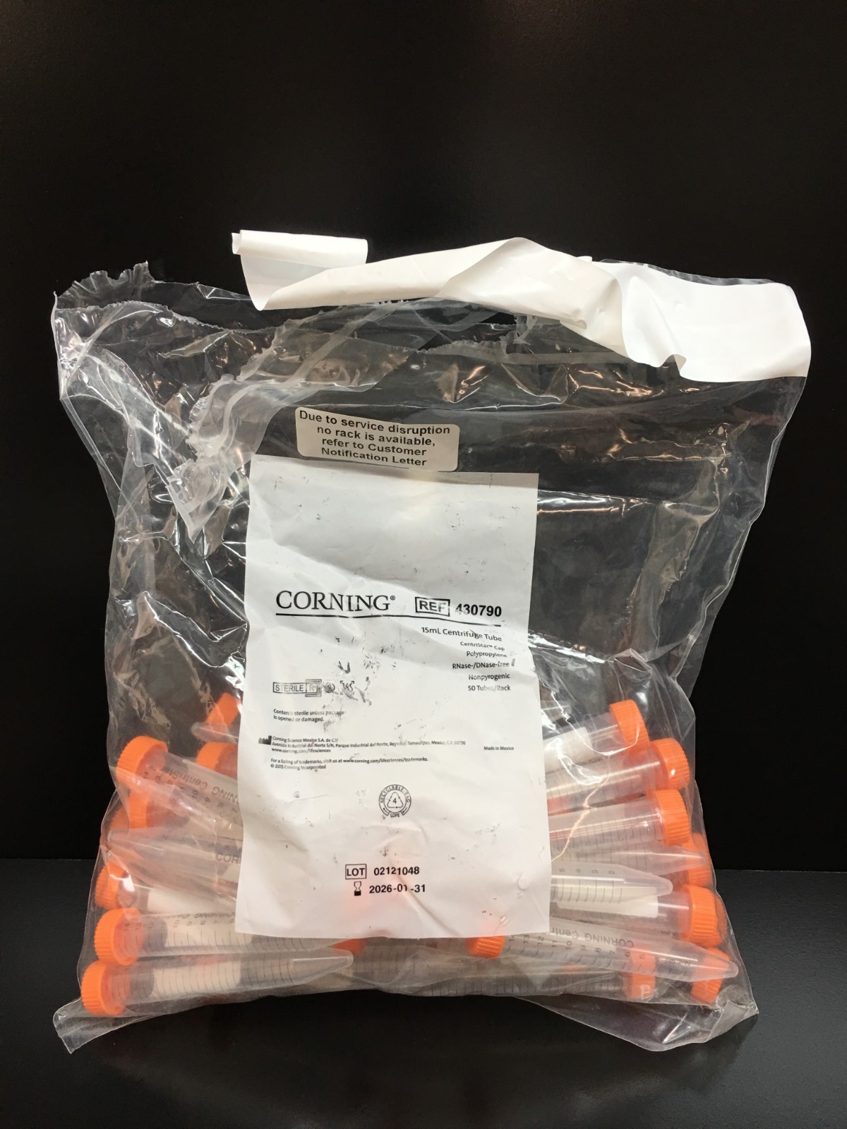 Corning REF 430790 Centrifuge Tubes Rack Packed W CentriStar Cap 15mL