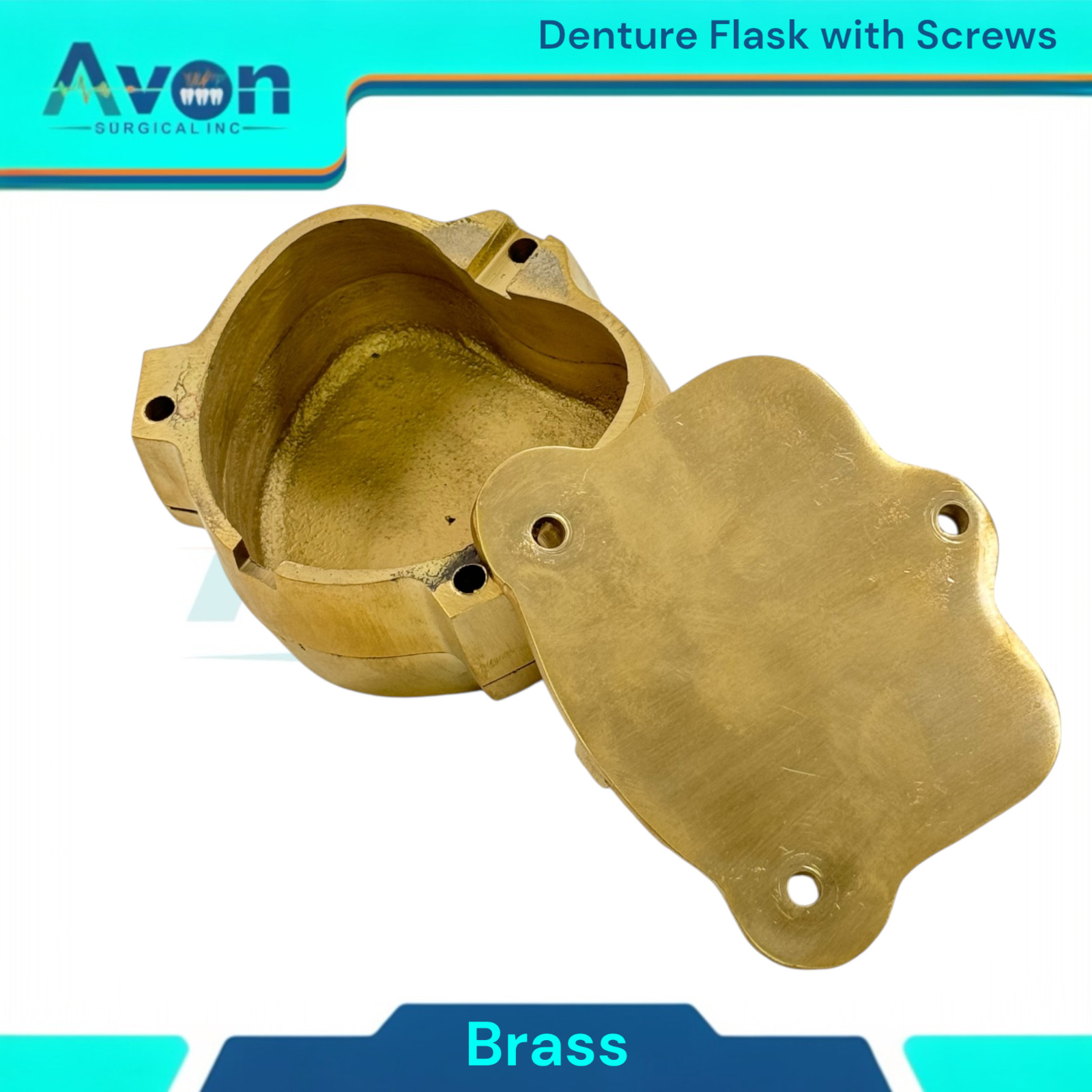 Denture Flask with Screws – Brass – Upper or Lower – Dental Ejector (1 Flask)
