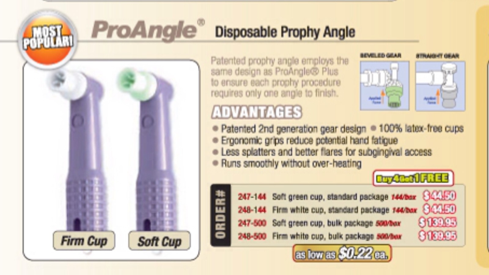 DISPOSABLE PROPHY ANGLES BX/500 PROANGLE SOFT CUP 247-500