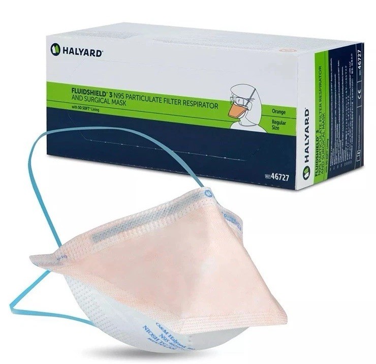 HALYARD FLUIDSHIELD N95 Respirators, ASTM Level 3 Mask 46727 (Case of 210)