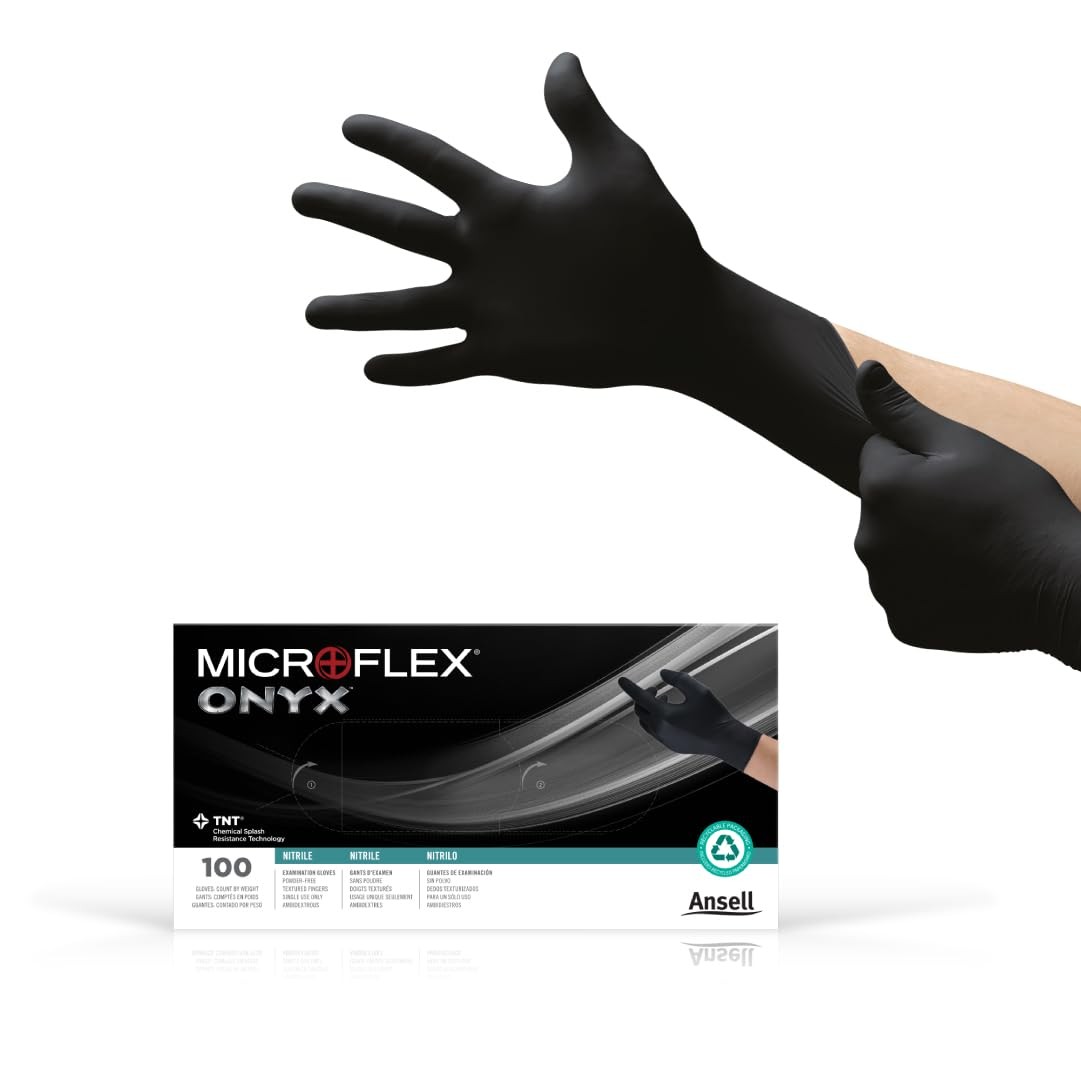 Ansell Microflex Onyx N64 Disposable Nitrile Exam Gloves For Automotive –