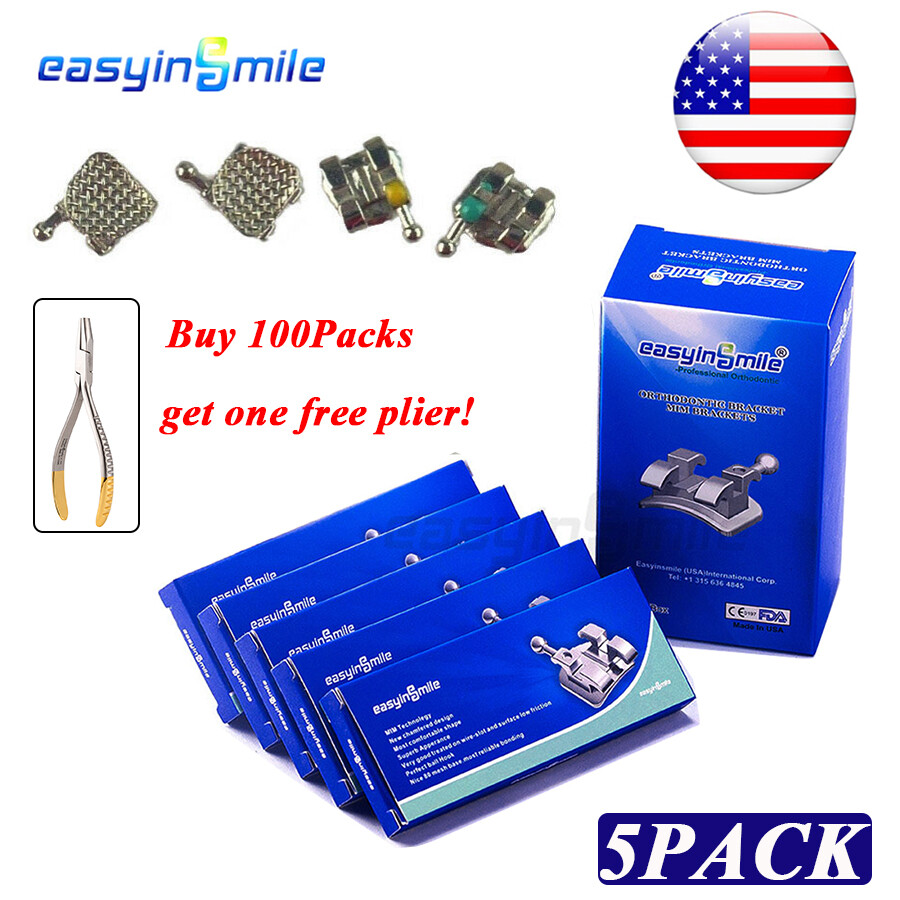 Dental Orthodontic Braces Brackets Metal Mini Roth/MBT.022 Hook 3/345 5Packs