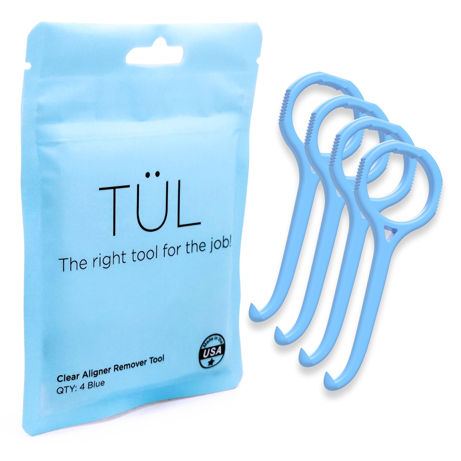 TÜL | Only Invisalign Remover Tool Made in the USA | Lifetime Blue 4 Pack