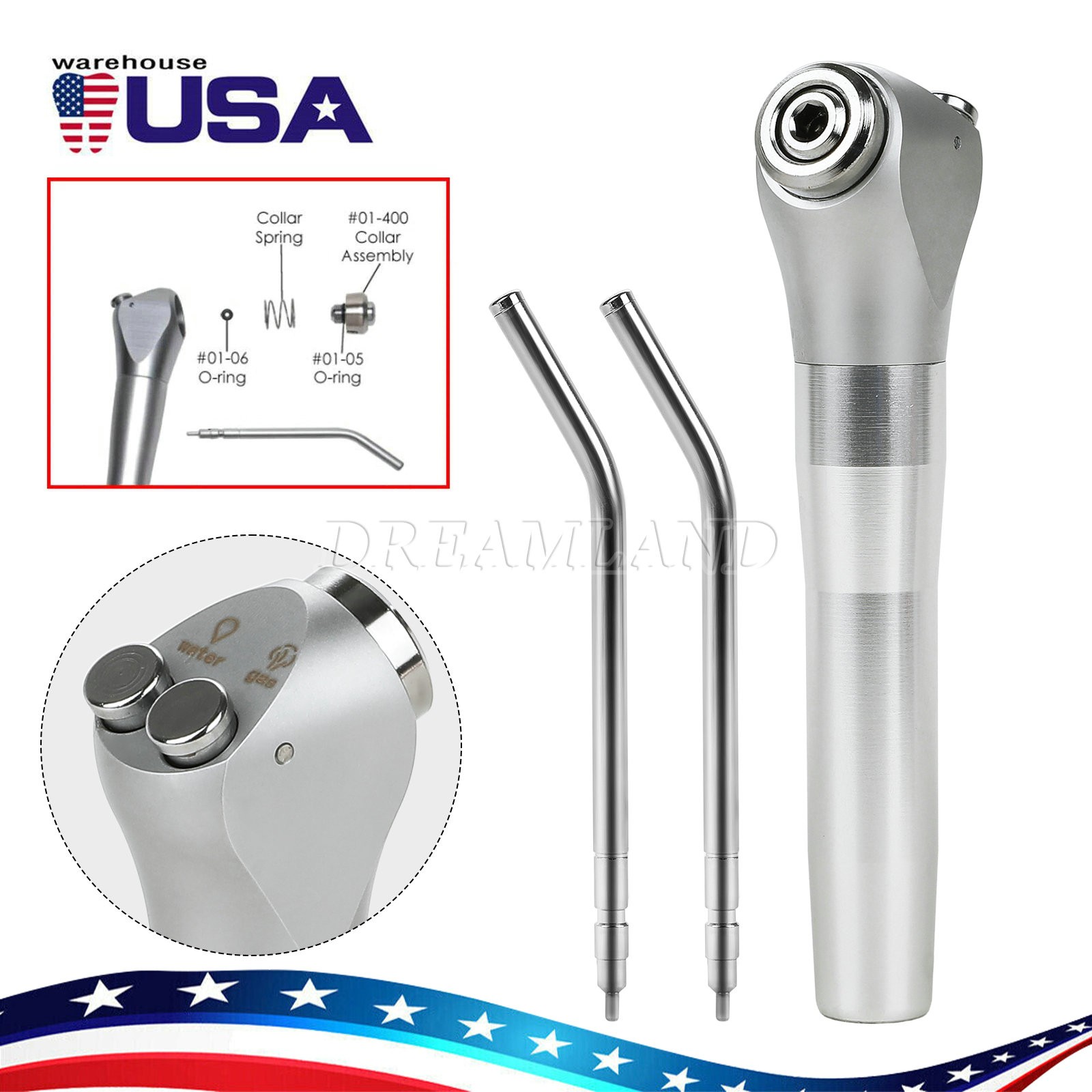 1-5pcs Dental Air Water Spray Triple Syringe with Nozzles/Tips/Tubes USA PR