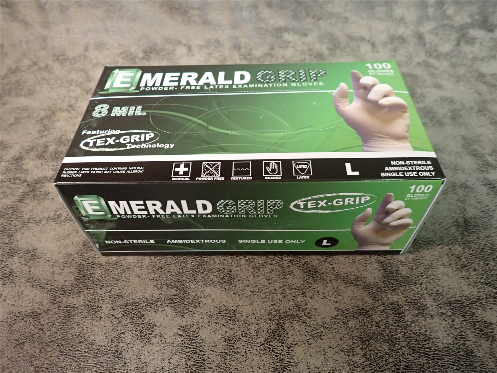 NEW Emerald Grip 6803 Heavy Duty 8 Mil Powder Free Large Latex Gloves 100 (E22)