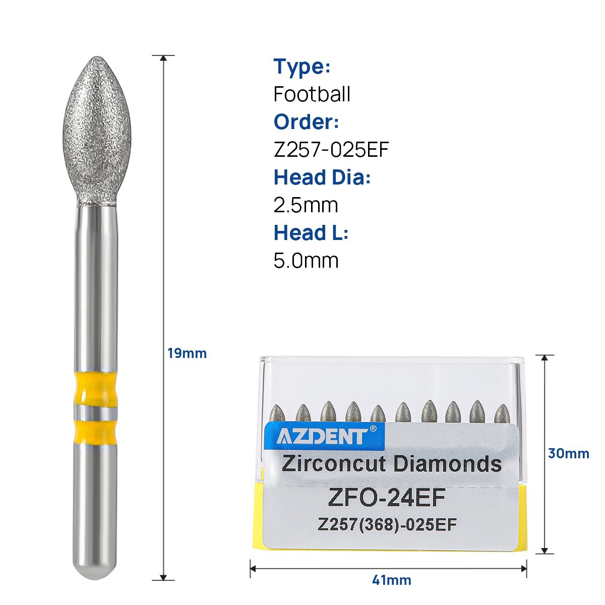 AZDENT Dental Diamond Burs Cutting Zirconia Ceramic Diamond High Speed FG Burs