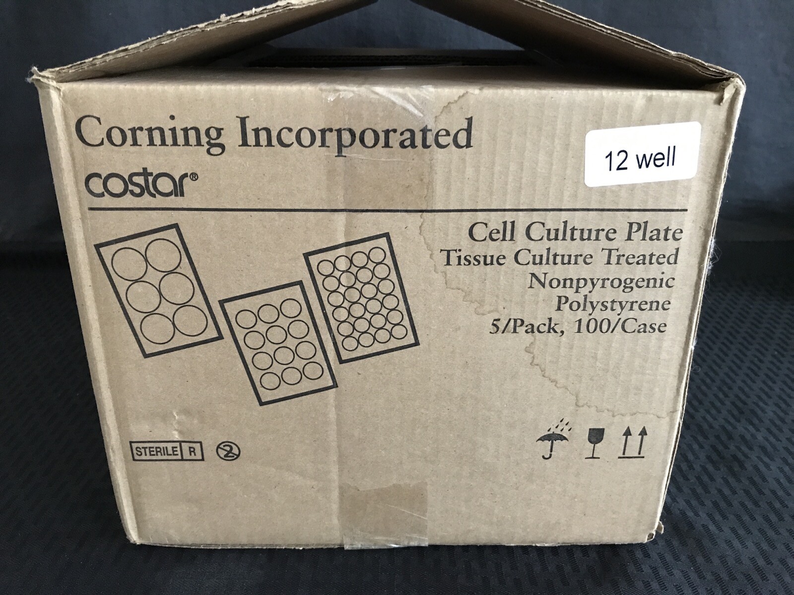 (100/Cs) CORNING Costar 12-Well PS TC Treated Cell Culture Plates Lids 3512