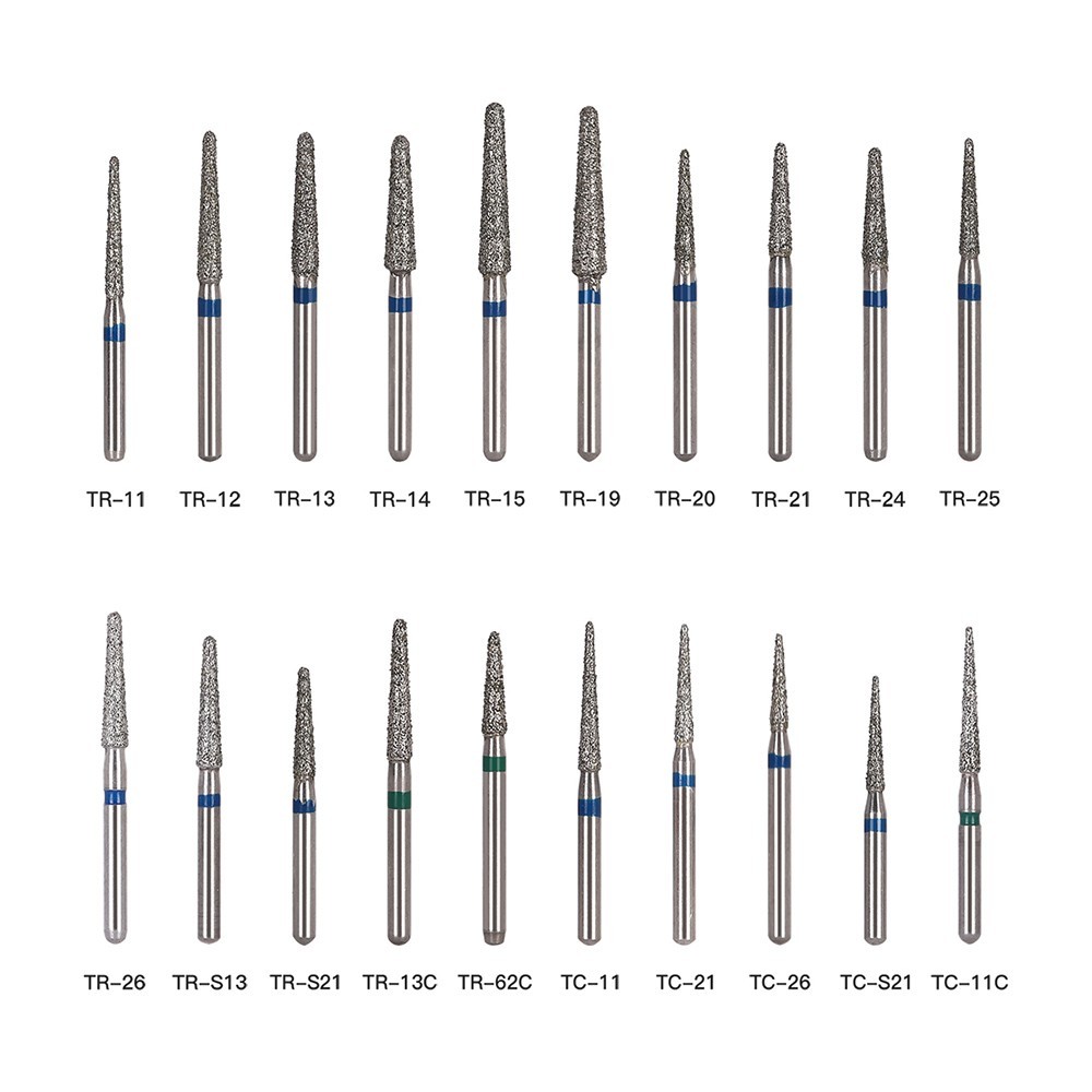 AZDENT Dental Diamond Burs FG For High Speed Handpiece Friction Grip 100 Models