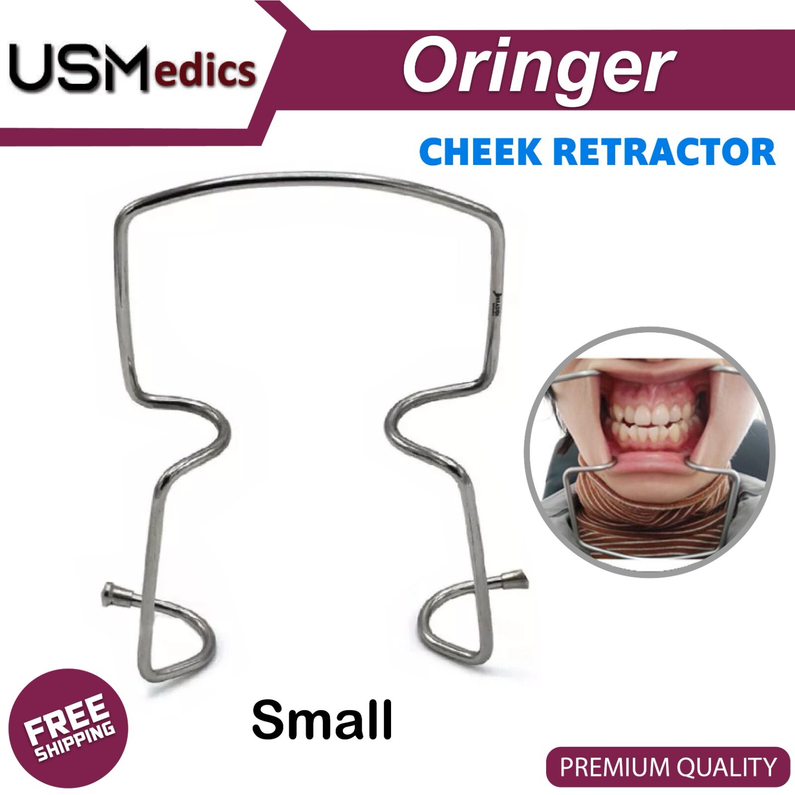 Oringer Retractor Dental Self Retaining Small Lip & Cheek Metal Wire Retractor