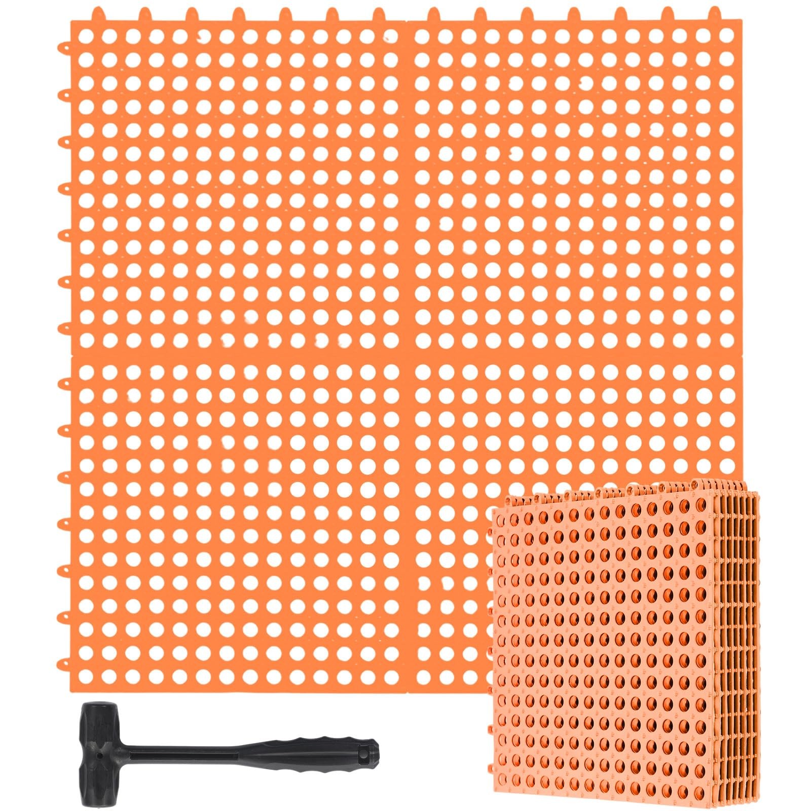 12 Pack Drainage Modular Interlocking Floor Tiles 12×12 Inch Orange Cushion