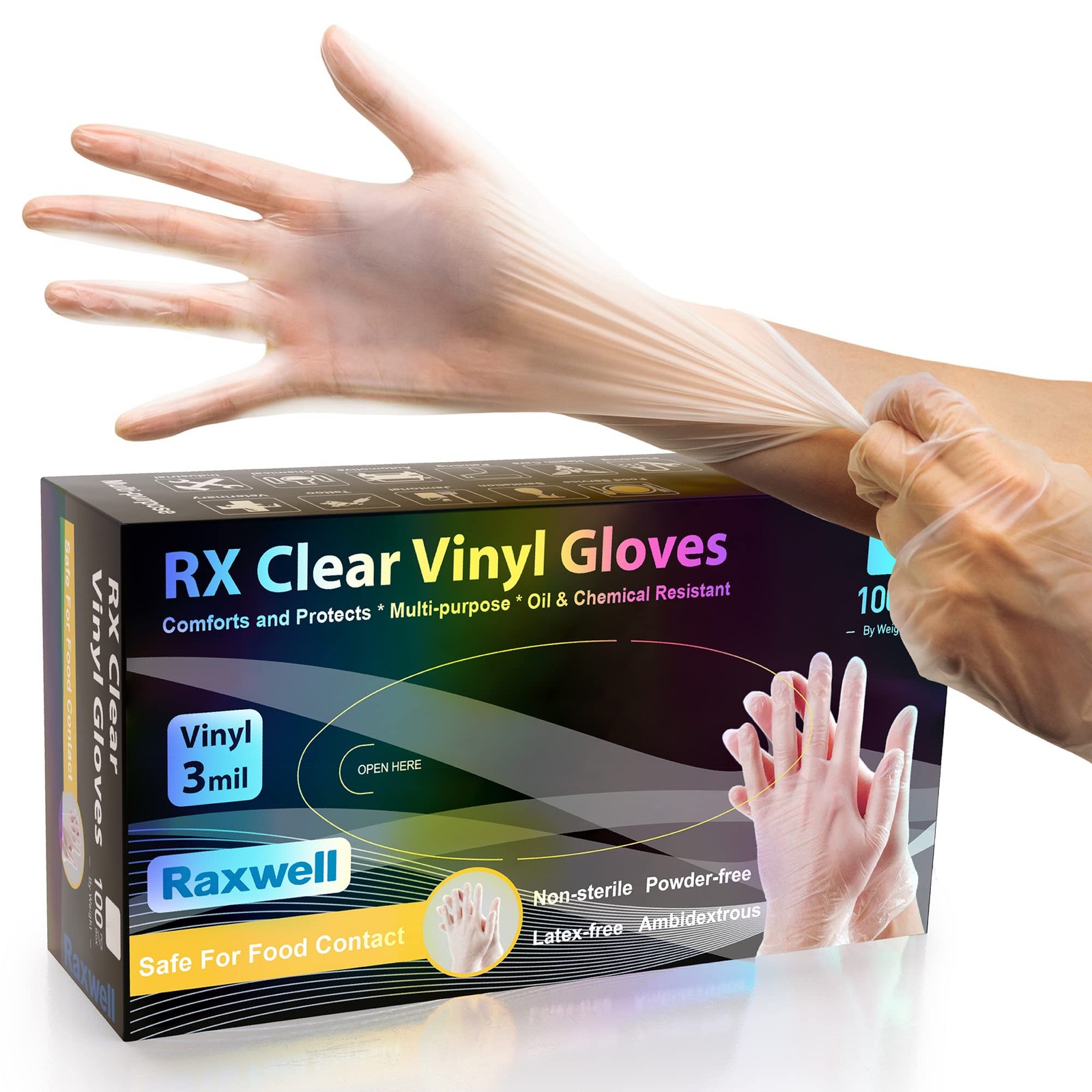 Vinyl Gloves – Disposable Food Prep & Handling – Cooking Gloves for Kitchen &…