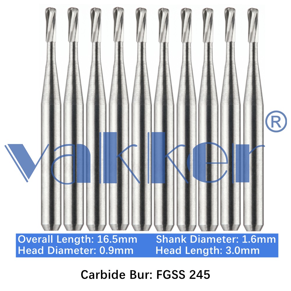 10-100pc Vakker Dental Carbide Burs FGSS245 Short Shank Amalgam Preparation Bits