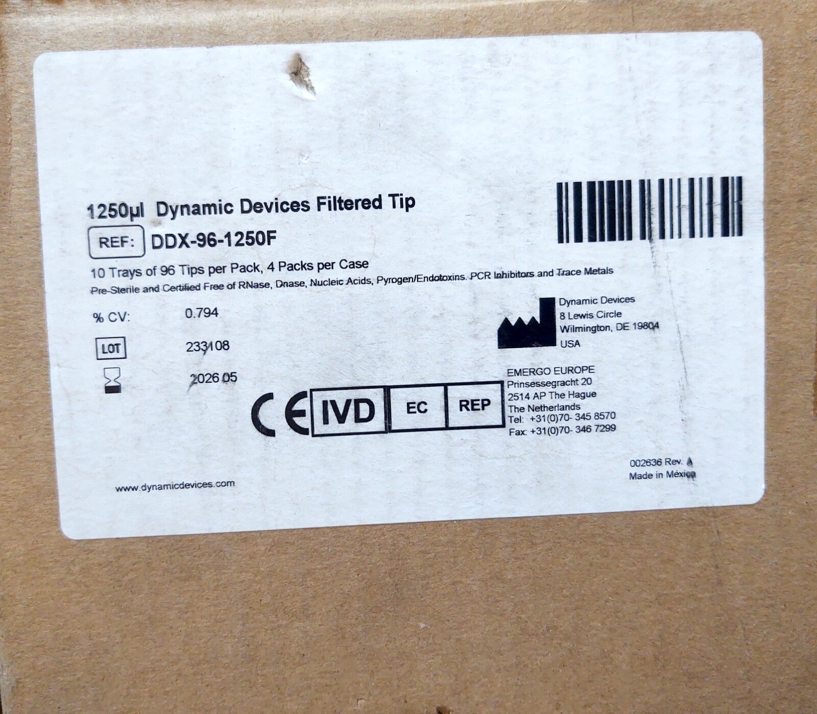 Dynamic Devices 125ul Filtered Robotic Tips Lynx Oasis LM600 LM900 (CASE/3840)