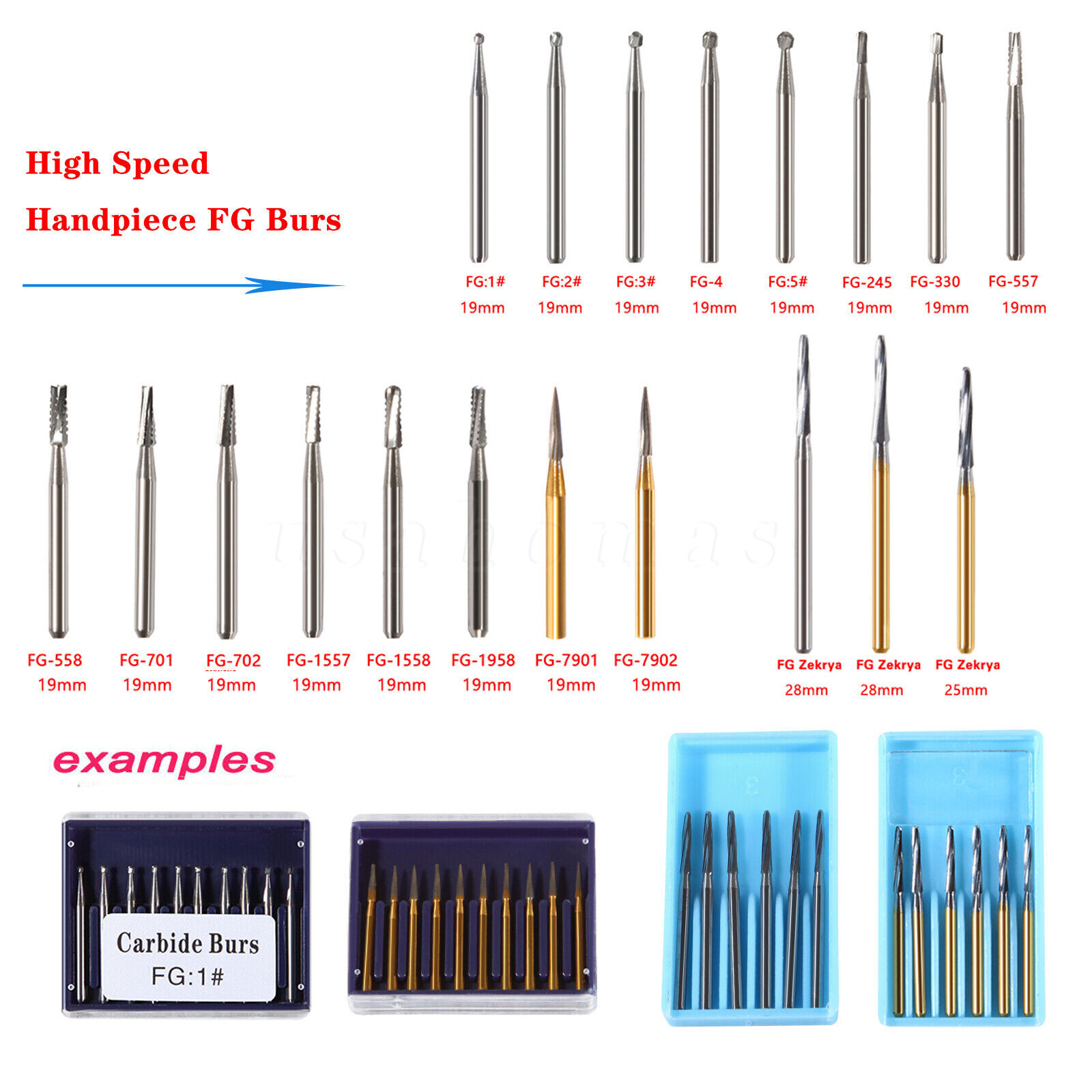 10 Pcs Dental Cutting of Hard Tissue Bone Tungsten Carbide Burs 19mm FG