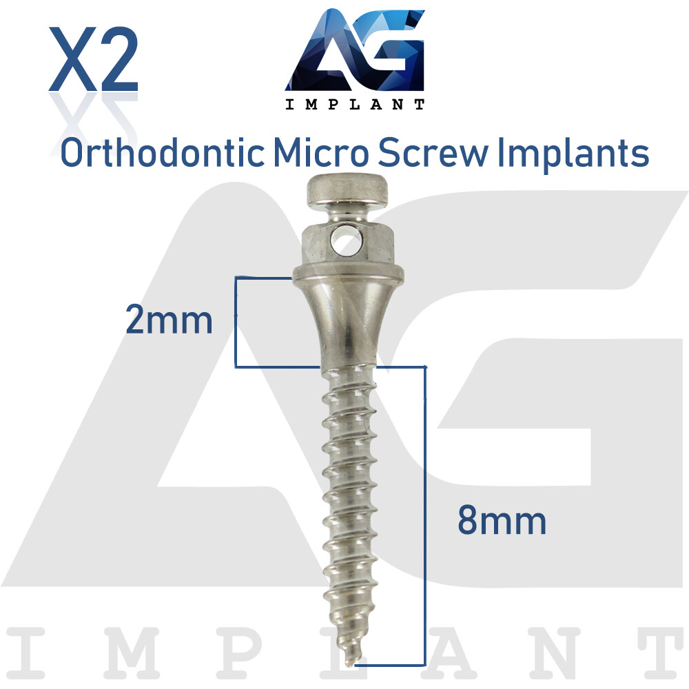 2 Dental Self Drilling Orthodontic Micro Screw Titanium Sterile 2mmx8mm