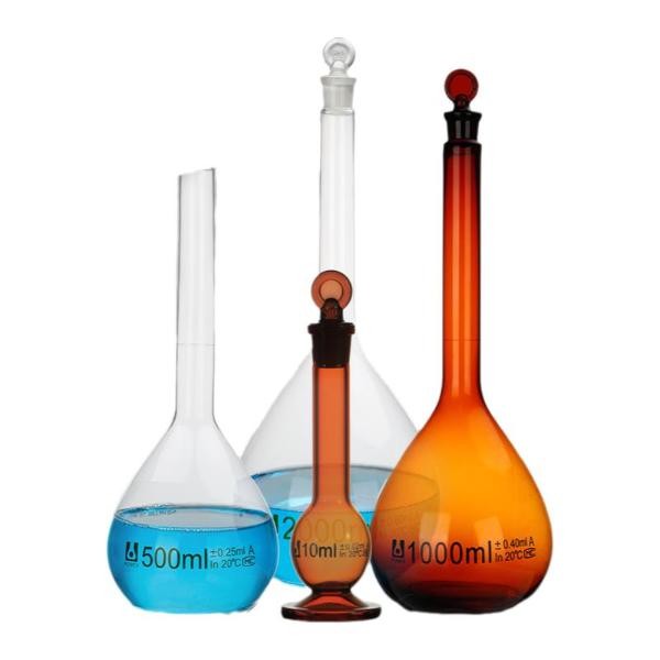 Premium Lab Supply: 5ml-2000ml Amber Volumetric Flask with Stopper