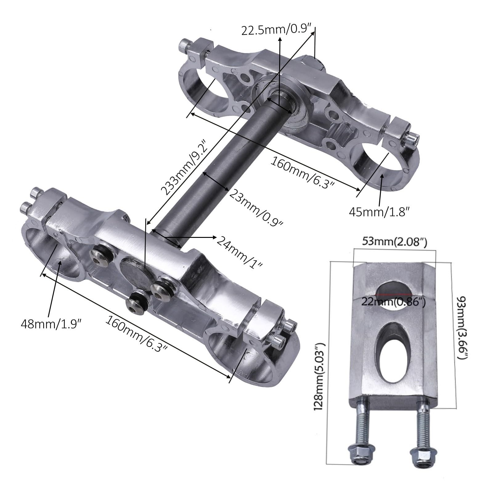 Upside Down 735mm Front Forks Triple Tree Clamps Brake Axle Pit Bike 110cc 233mm