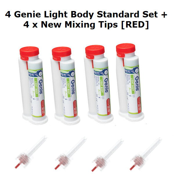 Genie 4x50mL Impression Material Cartridge Light Body Standard Set + 4 Tips USA