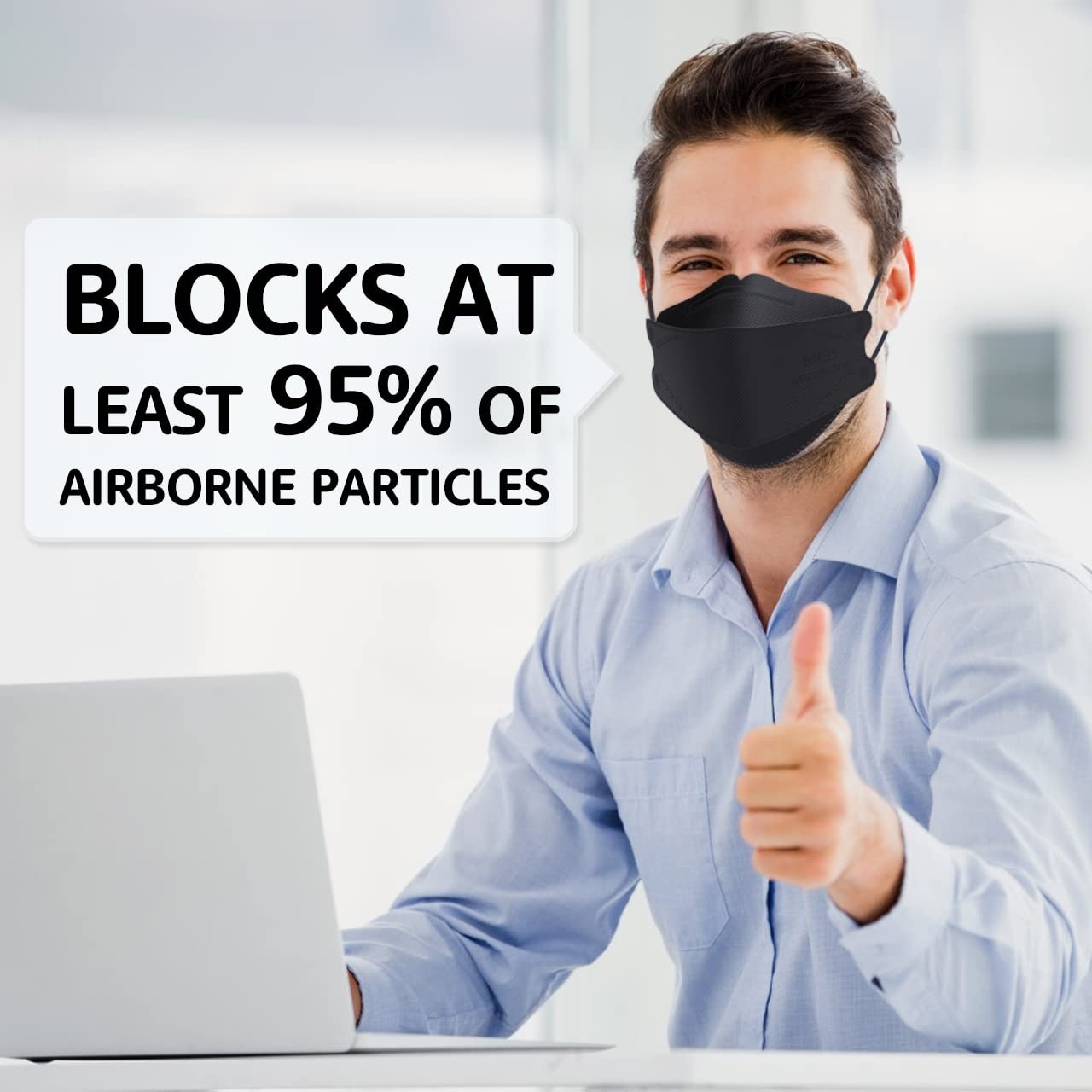 Disposable KN95 Face Masks 50 Count, Skin-Friendly with Adjustable Ear Loops