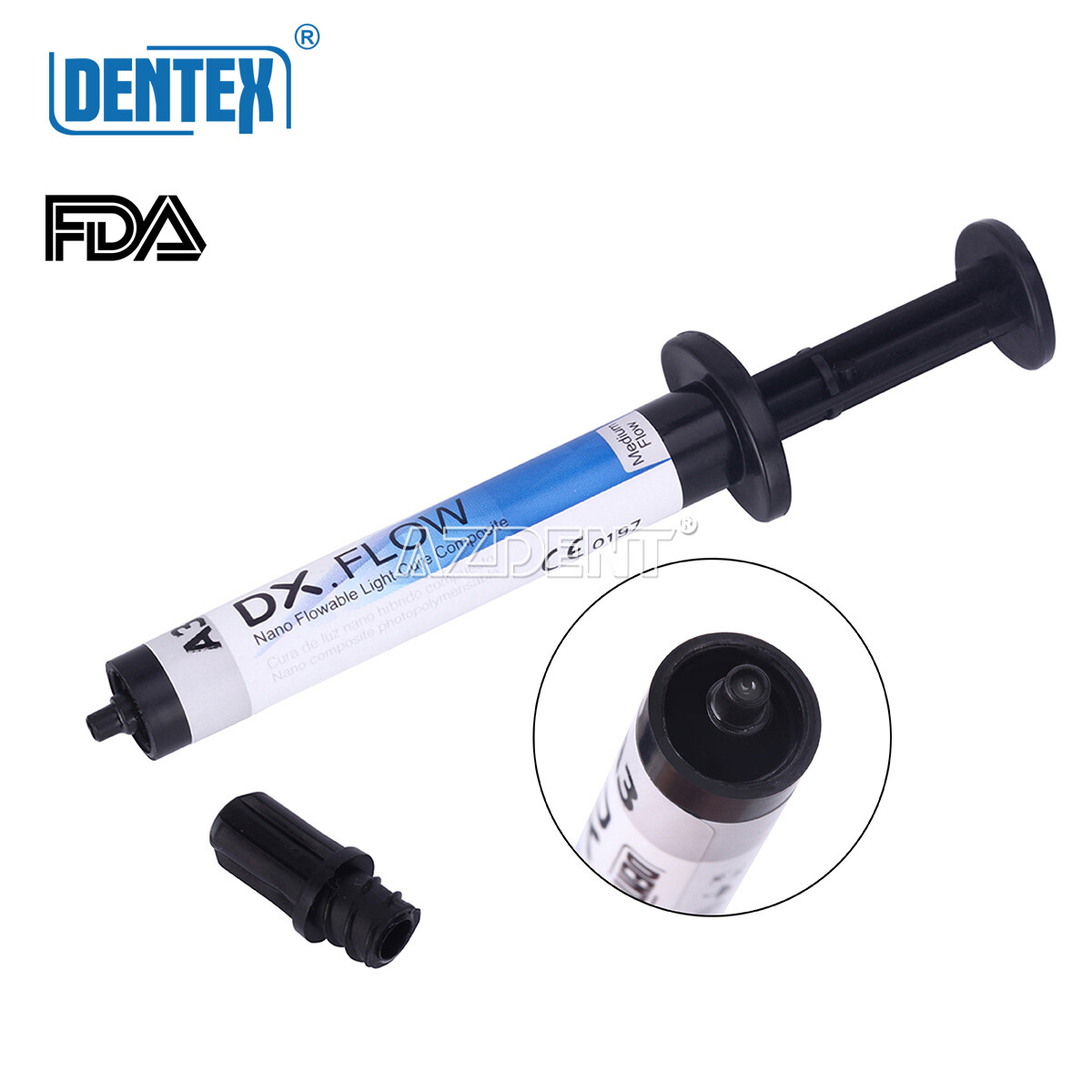 DENTEX Dental Light Cure Flowable Composite Resin Medium Flow A3 3g/Syringe