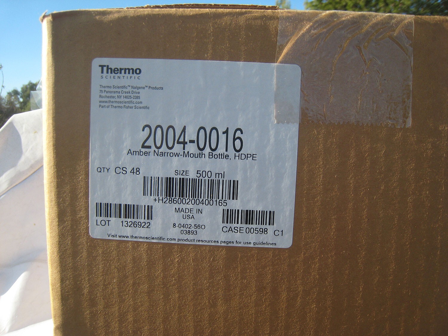 New 2-PACK Thermo-Scientific Nalgene 500mL Amber Narrow Mouth Bottle HDPE