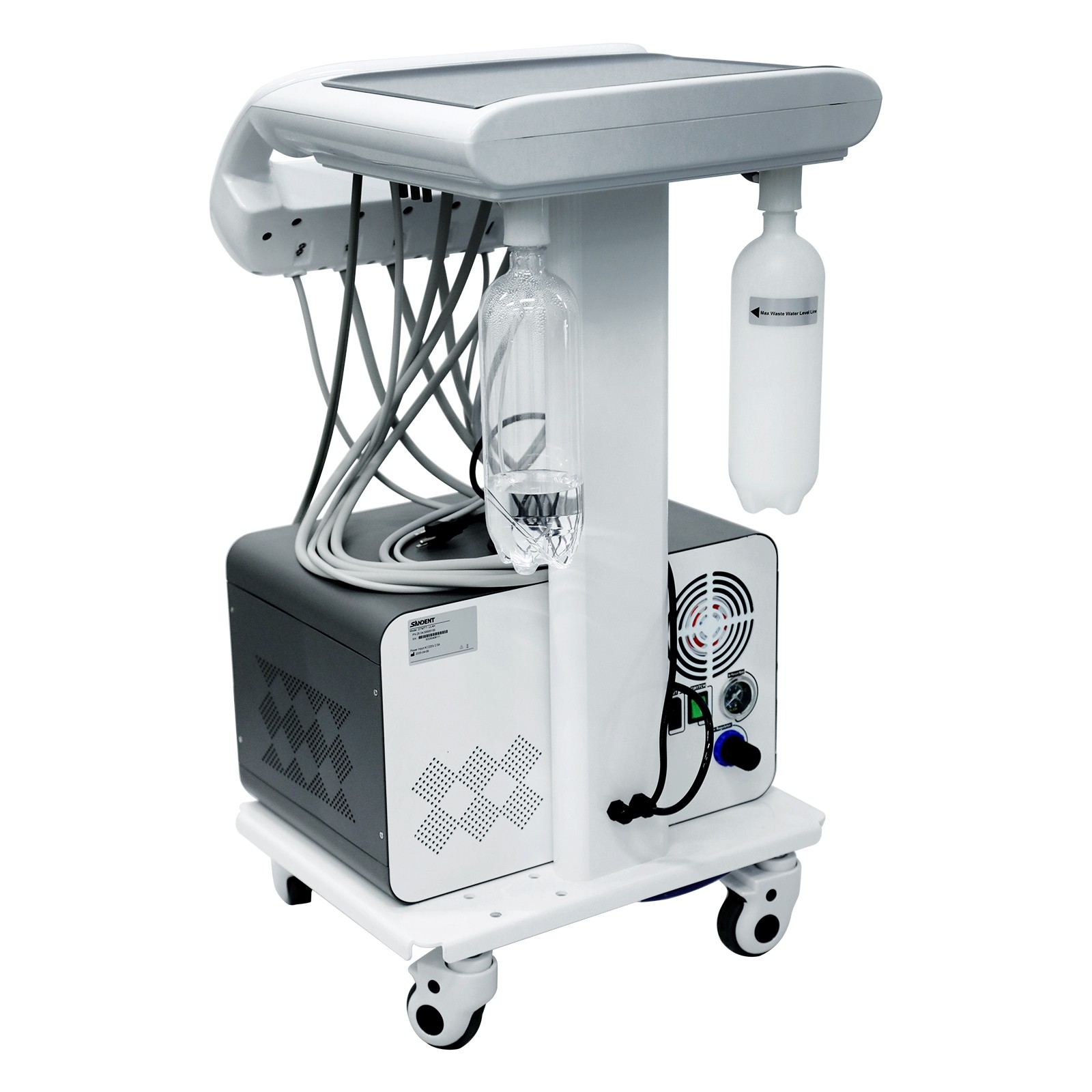 Dental Portable Delivery Unit Air Compressor Scaler Curing Light Rolling Trolley