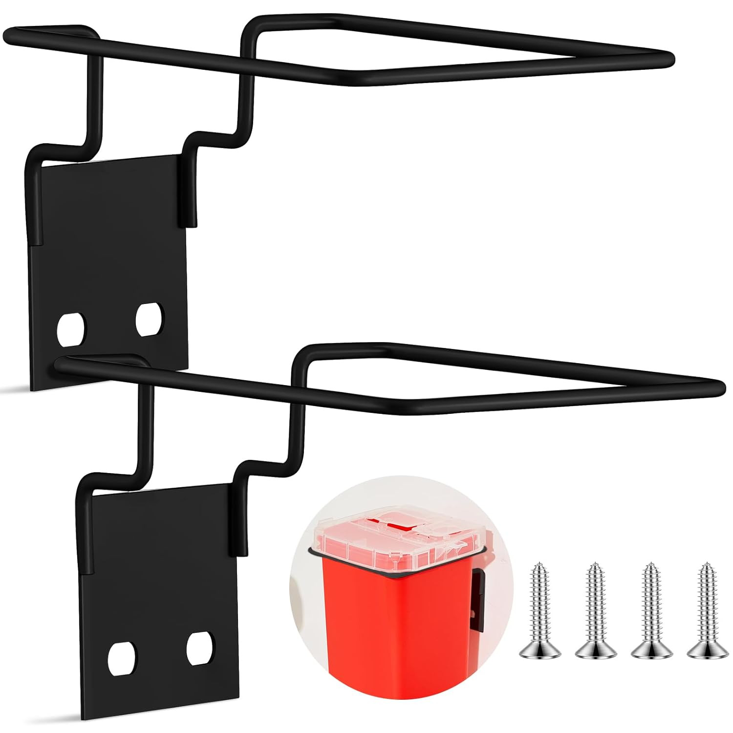 2 Set Wall Mount Sharps Container Mounting Bracket for 1 Quart 8702, 8702T, 8721