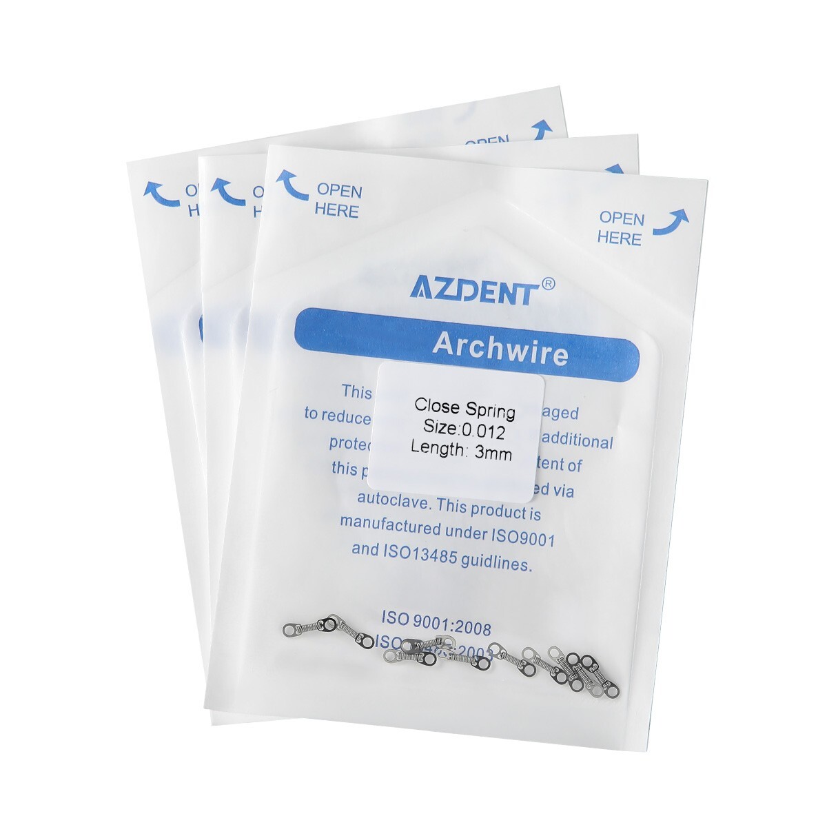 AZDENT Orthodontic Dental Closed Coil Spring 0.010″ 0.012″ 10pcs/Pack 6/9/12mm