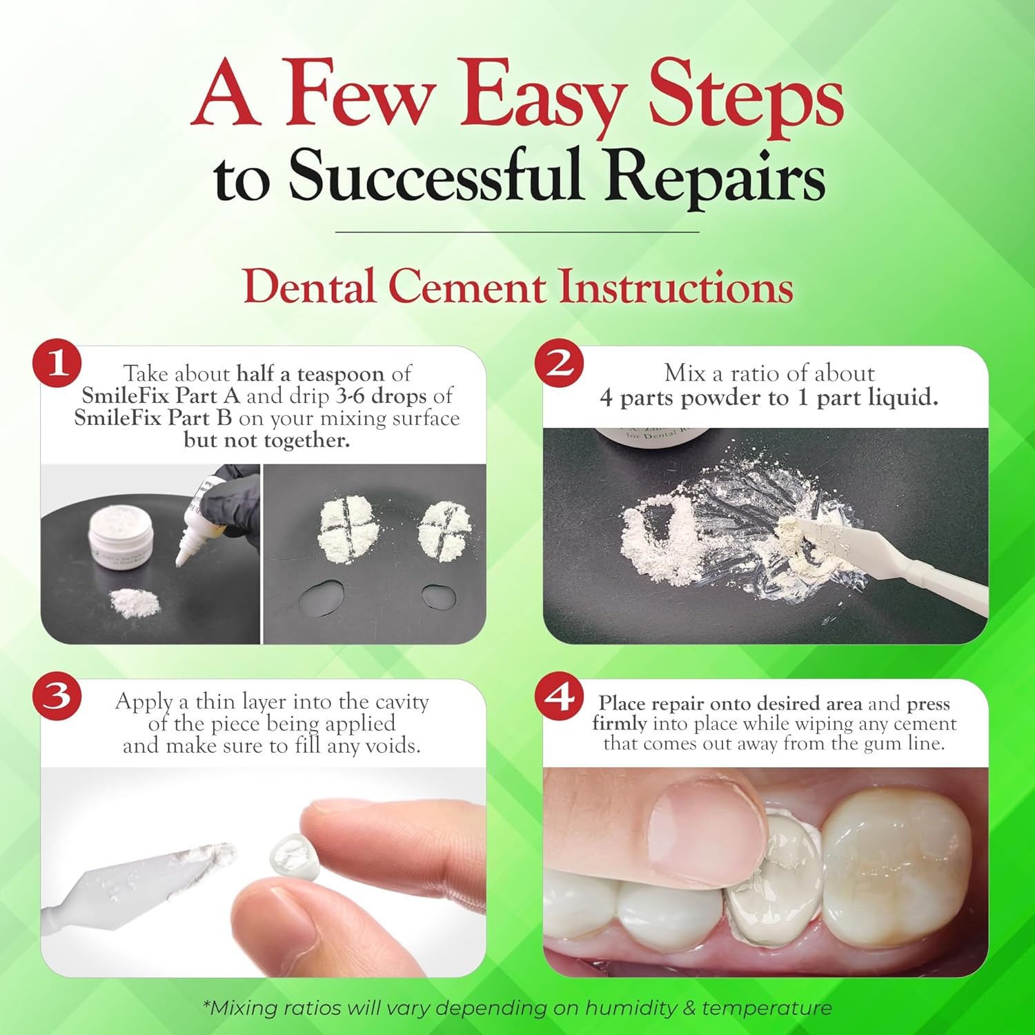 SmileFix Filling, Cap, Crown & Bridge Dental Repair Kit, Temporary Teeth Fix
