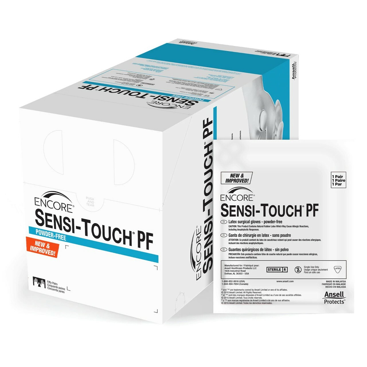 *200-Pairs* Ansell Encore Sensi-Touch Sterile Surgical Size-9 Gloves 7828PF
