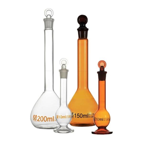 Premium Lab Supply: 5ml-2000ml Amber Volumetric Flask with Stopper