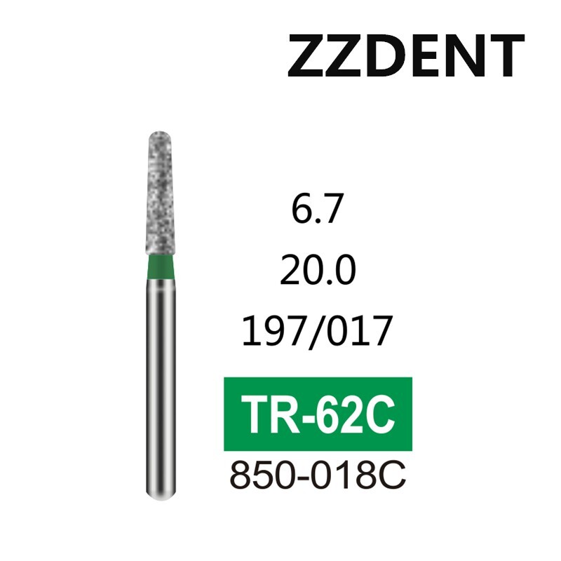 10 PCS TR-62C 850-018C Taper Round End Green Coarse Grit FG Dental Diamond Burs