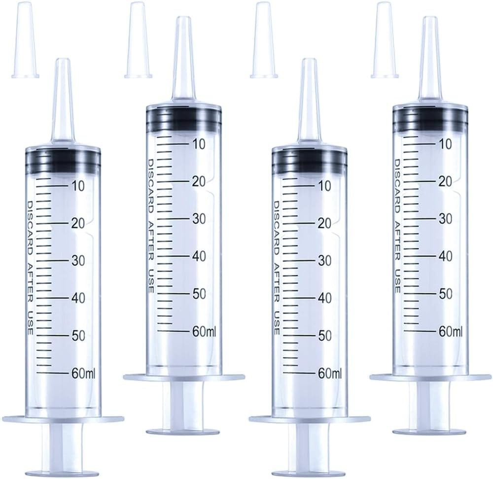 4 Pack 60mL Large Syringe for Liquid Tip Cap Sterile Sealed FROM USA