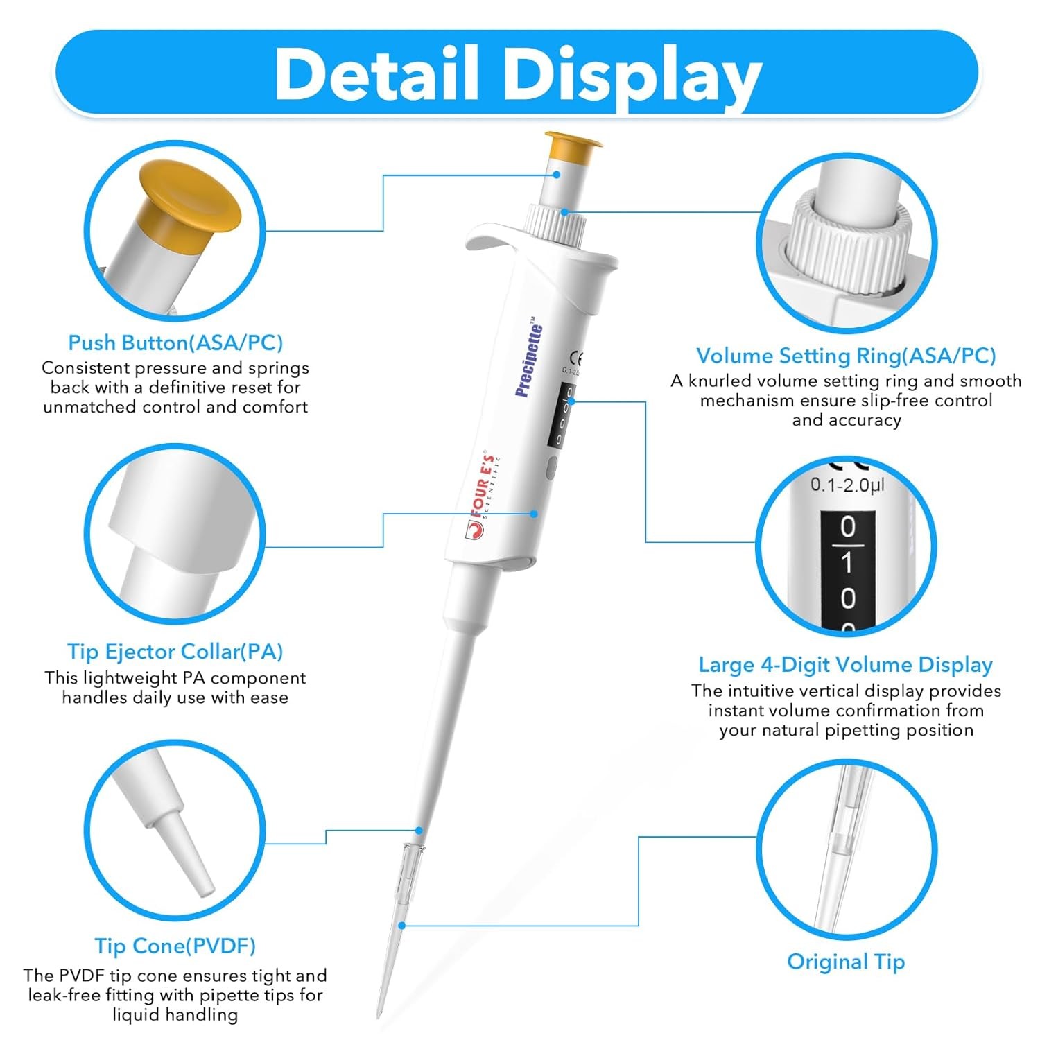 Adjustable Volume Single Channel Pipette Micropipette Pipettor Holder 0.1ul-10ml