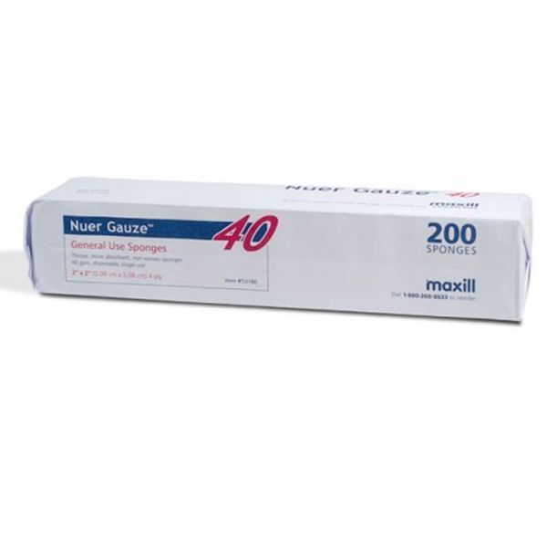 Nuer Gauze Premium 2″ x 2″ Gauze Sponge, 4-Ply, Non-Woven, 4000/Box