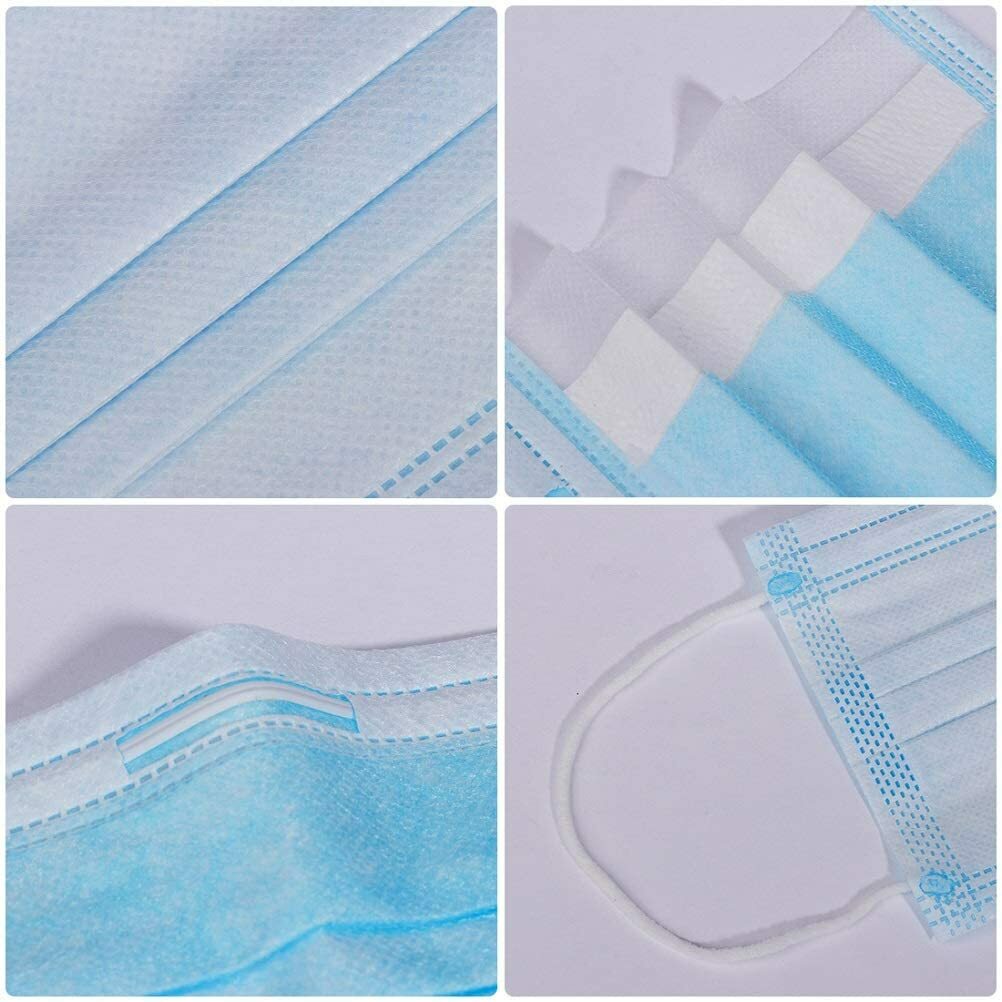 Blue Disposable Breathable Safety Mask for Daily Protection 100 Pack