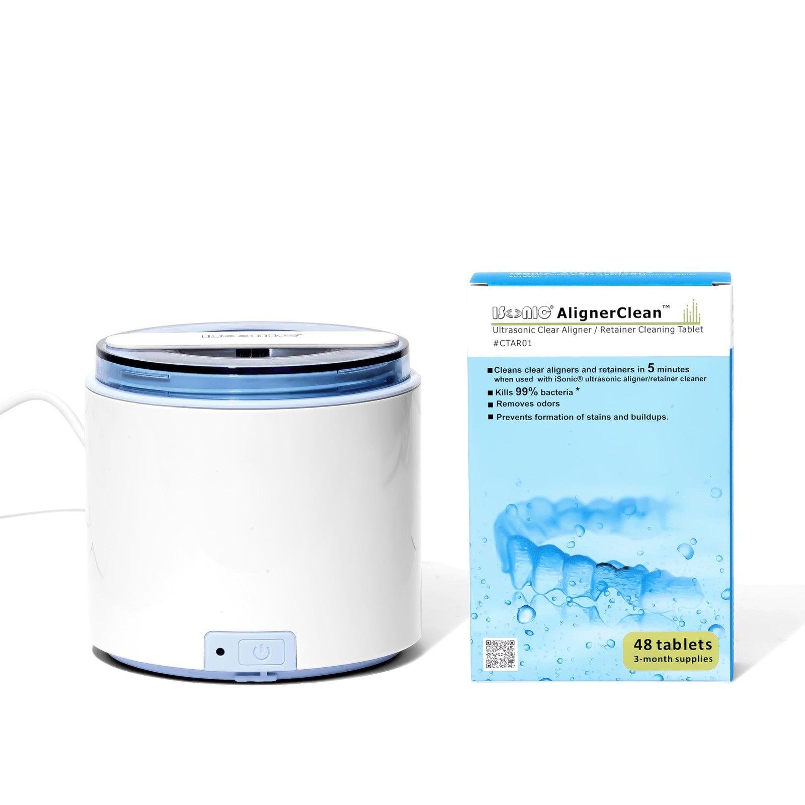 DS180 Portable Ultrasonic Cleaner with a box of AlignerClean™ CTAR01, Cleanin…
