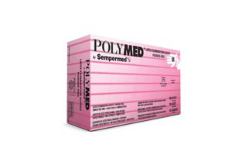 Polymed Latex Gloves – MEDIUM 100/Bx. Powder-Free, Micro-rough Textured surface